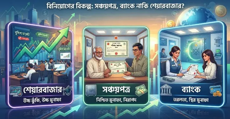 সঞ্চয়পত্র, ব্যাংক নাকি শেয়ারবাজার: কোথায় বেশি বাড়বে আপনার টাকা