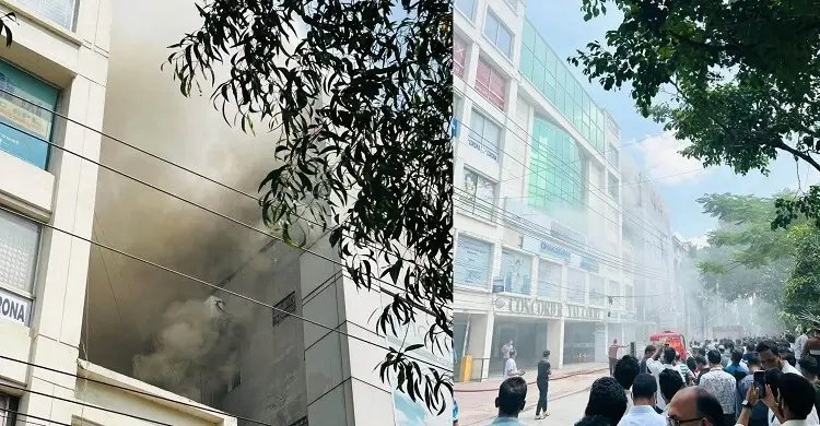 ধানমন্ডির এপেক্স ভবনে আগুন, নিয়ন্ত্রণে ৪ ইউনিট