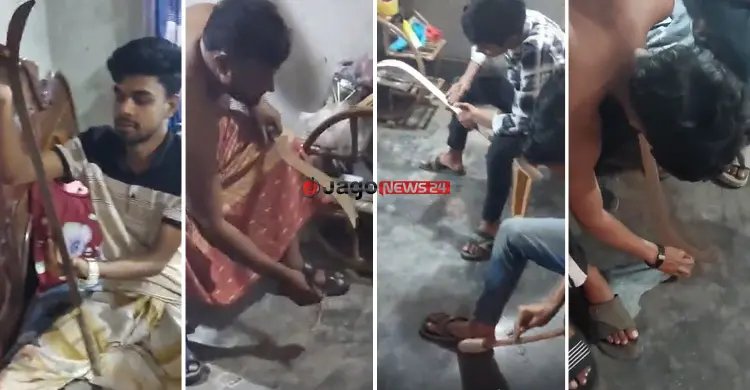 রামদা শান দিচ্ছেন চেয়ারম্যান প্রার্থী, ভিডিও ভাইরাল